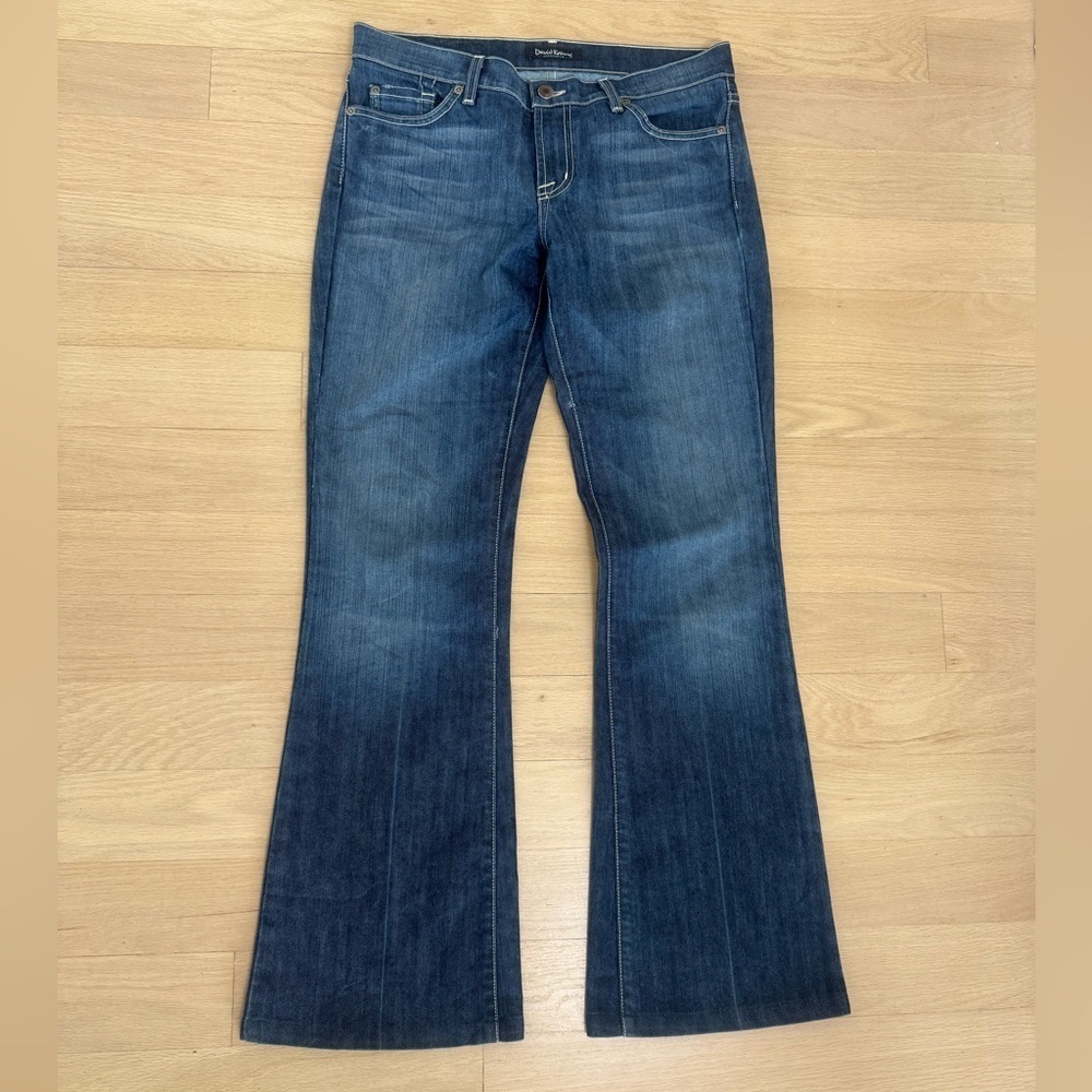 Vintage David Kahn Jeanswear Flare Jeans – Dark Wash Stretch Denim – Size 29